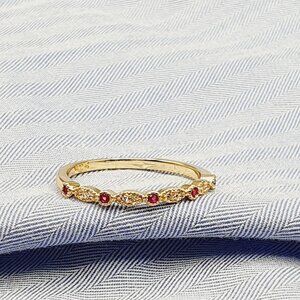 Beauty CZ Thin Sweet Romantic Gold Plated Rings for Women, EVGG1339